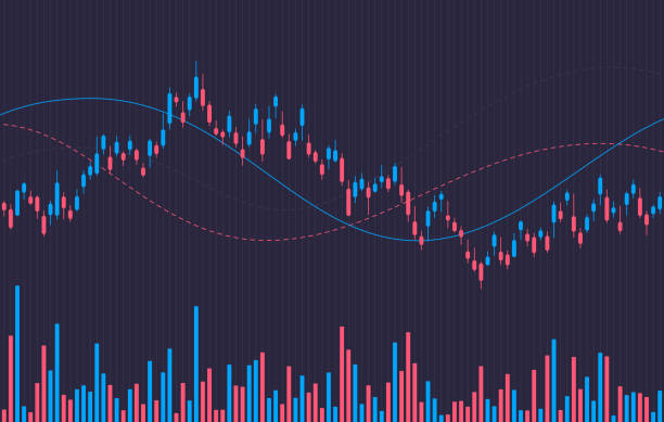 illustrazioni stock, clip art, cartoni animati e icone di tendenza di criptovaluta stock commodity candlestick trend graph - market