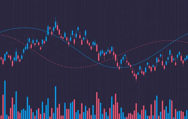 Vector illustration of Cryptocurrency Stock Commodity Candlestick Trend Graph
