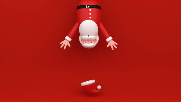 Horizontal Christmas banner with cute Santa Claus and copy space.