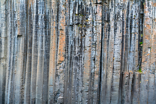 Detail of Beautiful Studlagil canyon with basalt columns in Jokuldalur Valley,   that is in East Iceland. For background.