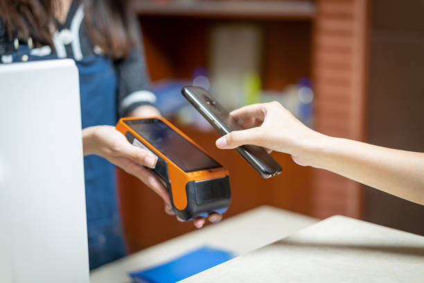 istock Pay by scanning your phone 1343070191
