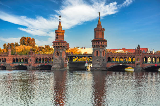 istock Berlin Germany, city skyline at Oberbaum Bridge and Berlin Metro 1343071820