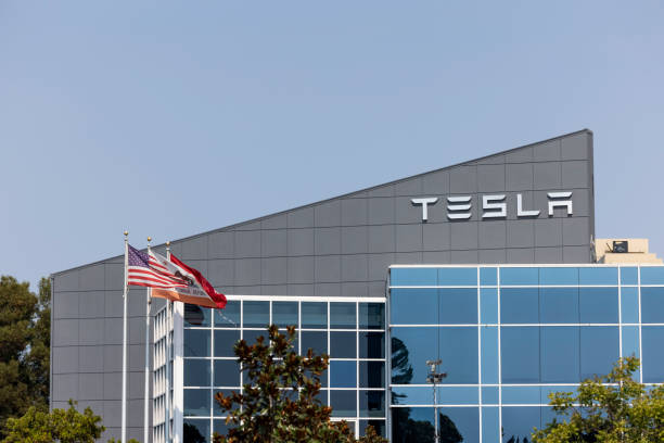 Tesla Motors in Fremont Fremont California, USA - September 24, 2021:  The Tesla automobile manufacturing plant in Fremont Clocking in at over 5.3 million square feet and home to more than 10,000 employees. tesla motors stock pictures, royalty-free photos & images