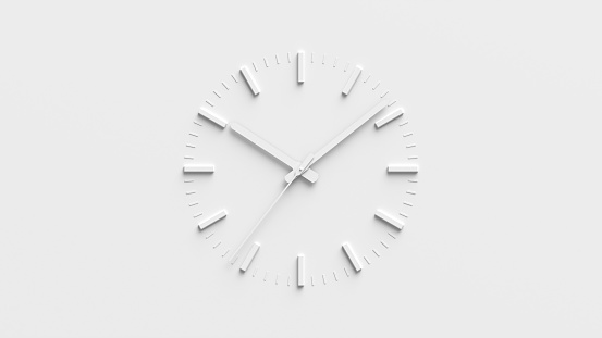 Reloj abstracto sobre pared blanca, realista 3d photo
