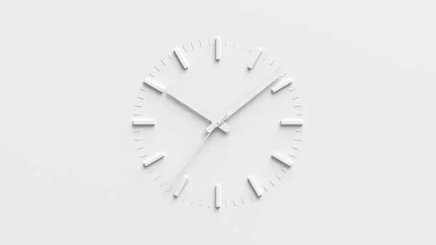 Photo of Abstract clock deal over white wall, realistic 3d