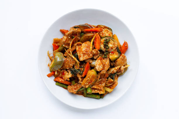 istock Thai food, Spicy stir-fried pork with herbs 1343089529