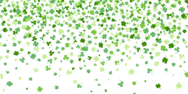 ilustrações de stock, clip art, desenhos animados e ícones de shamrock or green clover leaves pattern background flat design vector illustration isolated on white background. - st patricks day backgrounds clover leaf