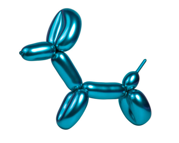 istock Bright blue balloon dog figure isolated on the white background 1343096446
