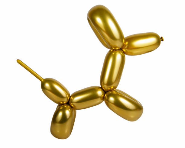 istock Gold bright balloon dog isolated on the white background 1343098407