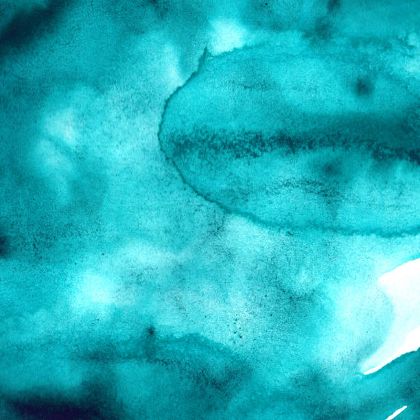 istock Watercolor turquoise blue water blot blob spot abstract texture backdrop background 1343101226