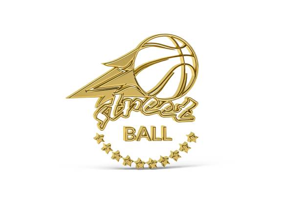 Golden 3d streetball icon isolated on white background - 3D render