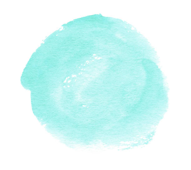 istock Abstract mint green watercolor shape. Watercolor hand drawn stain isolated on white 1343111478