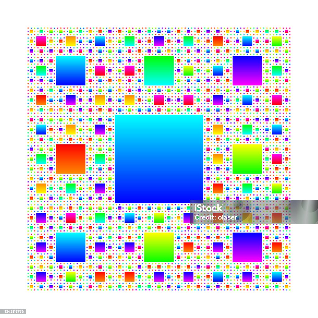 Đầy Màu Sắc Âm Sáu Cấp Độ Sierpinski Thảm Fractal Hình minh họa ...