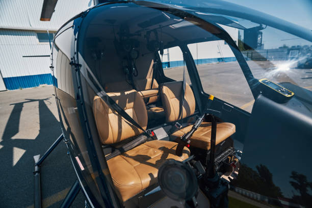 istock Private rotorcraft parked at vertiport on sunny day 1343120862
