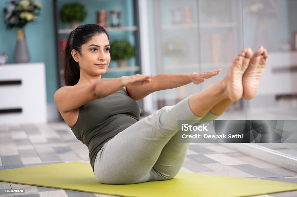 I'm always excited for yoga stock photo Indian, Indian ethnicity, Adult, Adults Only, Beautiful Woman Exercising Stock Photo