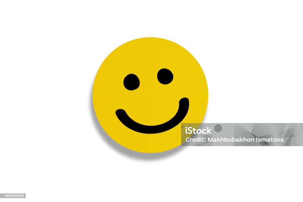 Happy Smiley Face Emoticon auf weißem Hintergrund - Lizenzfrei Dem menschlichen Gesicht ähnliches Smiley-Symbol Stock-Foto