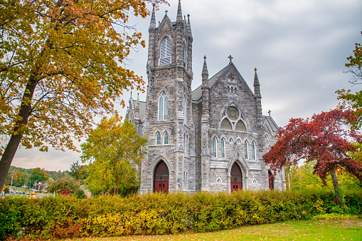 Bennington Cathedral in foliage fall season, Vermont