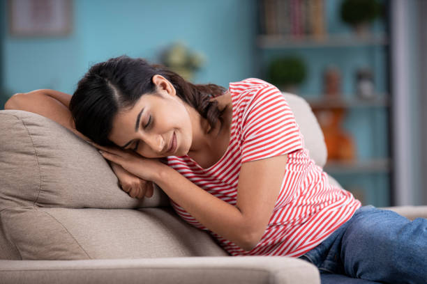 istock Woman resting on sofa stock photo 1343137732