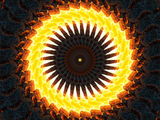 trippy spiral kaleidoscope shape, very perfect for batik pattern, bohemian, wall art, mirror frame, backdrop, carpet design, tapestry stock photo