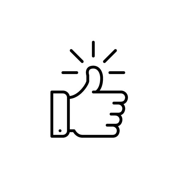 ilustrações de stock, clip art, desenhos animados e ícones de thumbs up approval recommend icon. pixel perfect, editable stroke - polegar