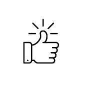istock Thumbs up approval recommend icon. Pixel perfect, editable stroke 1343145970