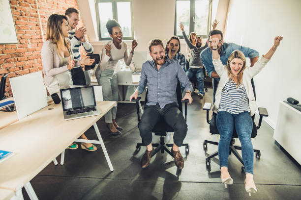 istock Race on chairs at corporate office! 1343150359