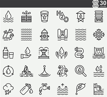 Water, H2O, Line Icons