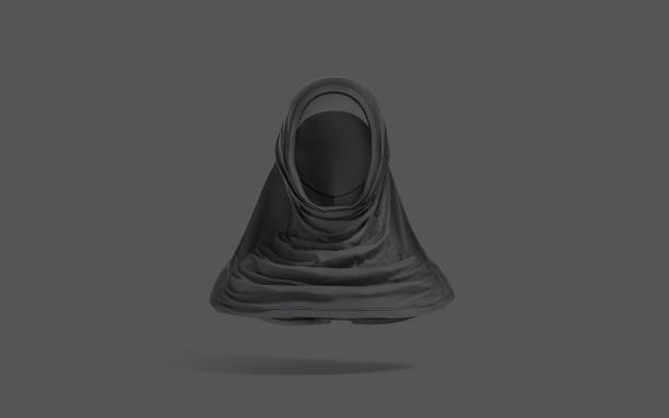maqueta negra en blanco de al-amira, fondo oscuro - nikab veil islam arabia fotografías e imágenes de stock