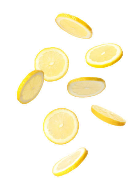 istock Set of falling delicious lemons on white background 1343164247