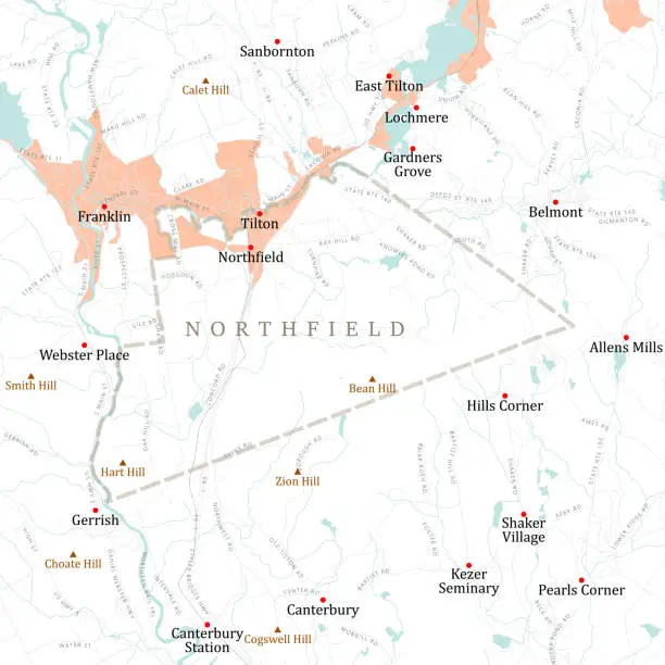 Vector illustration of NH Merrimack Northfield Vector Road Map