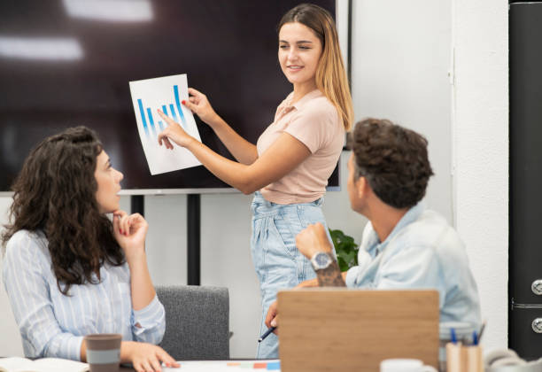 istock three coworkers in the office, presenting a new project 1343171577