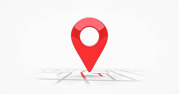 istock Red location symbol pin icon sign or navigation locator map travel gps direction pointer and marker place position point design isolated on white graphic road mark destination background. 3D render. 1343172725