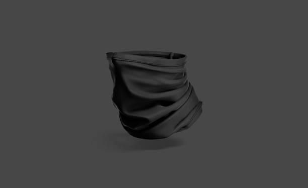 istock Blank black neck gaiter mockup, half-turned view, no gravity 1343185466