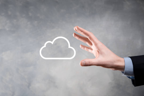 istock Business woman holding icon cloud computing network and icon connection data information in hand. Cloud computing and technology concept. 1343185776