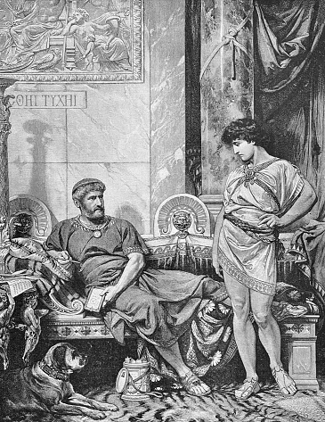 Antinous was a Greek youth from Bithynia (Bolu, Turkey) and a favorite beloved of the Roman emperor Hadrian. Illustration from 19th century.