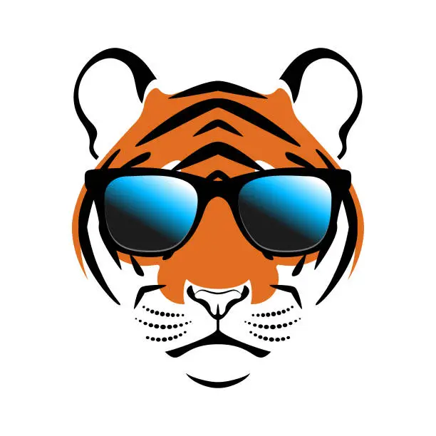 Vector illustration of Tiger wearing sunglasses