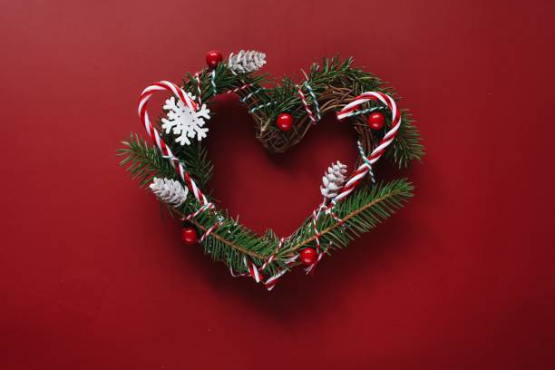 istock Beautiful Christmas greeting card template on red background 1343193479