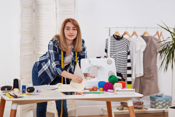 istock Seamstress woman at workshop 1343202304