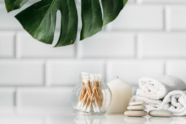 istock spa concept with cosmetic products on table in the bathroom 1343204854