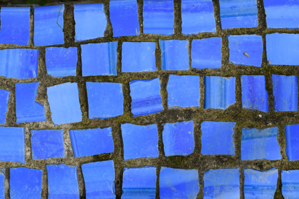 istock Blue mosaic tiles on the wall as background or texture 1343207674