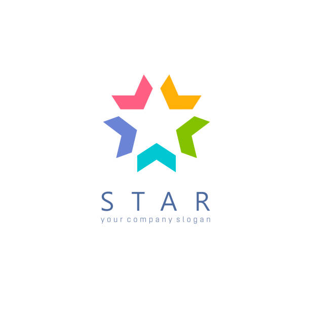 ilustraciones, imágenes clip art, dibujos animados e iconos de stock de plantilla de diseño vectorial. icono de signo de estrella. - stars