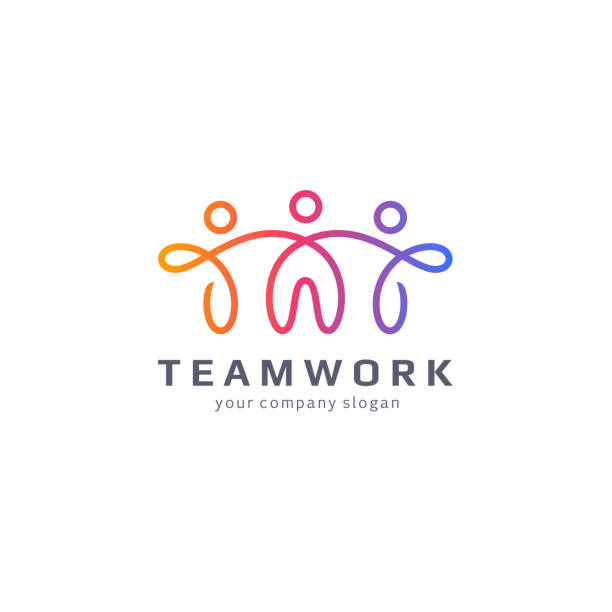 Vector design template. Teamwork abstract icon. Vector design template. Teamwork abstract icon. teamwork stock illustrations