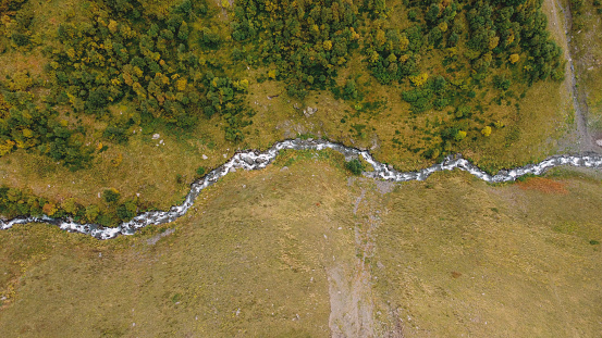 Misty Mountain And River Aerial