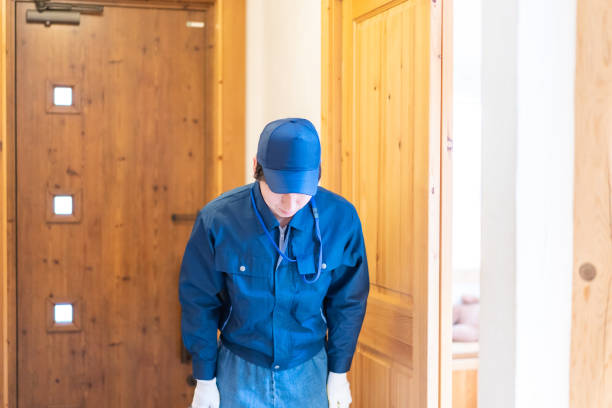 Contractor man doing door-to-door sales