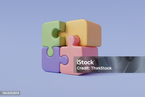 istock 3D Vector Illustration of Jigsaw puzzle cube. 1343252013