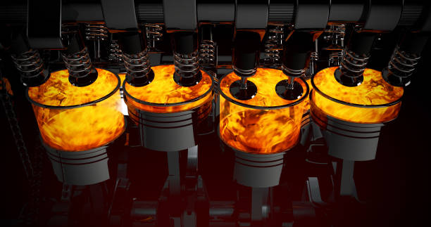 istock V8 Engine With Explosions And Sparks. Rotating Pistons. 1343259272