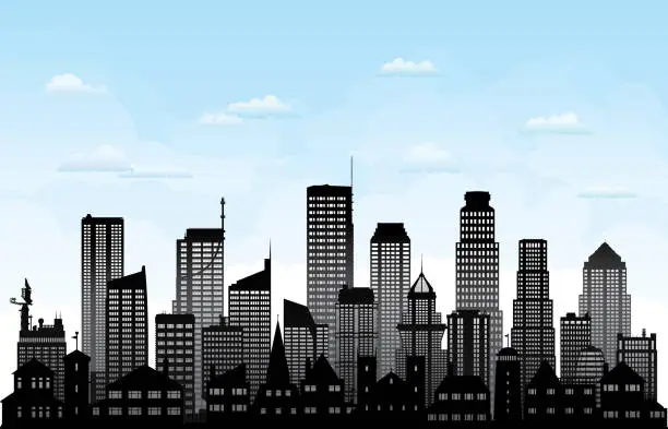 Vector illustration of City (All Buildings Are Complete and Moveable)