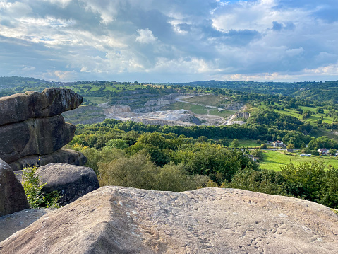The view from the top of Black Rocks towards Cromford quarry in the Peak District