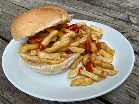 A chip butty - an excess of Fries in a bread bun or sandwich
