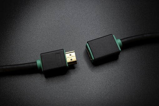 HDMI cable isolated on black background